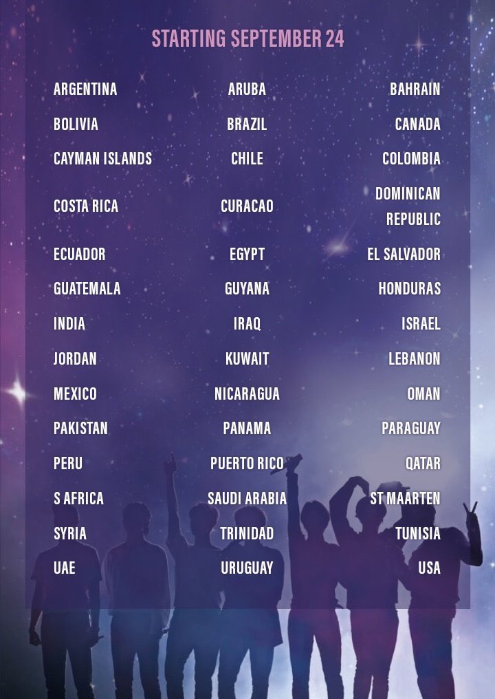 CONFIRMEN SI SUS PAÍSES ESTÁN ACÁ JUNTO A LOS HT:

#ExaBFF #ExaARMY @BTS_twt