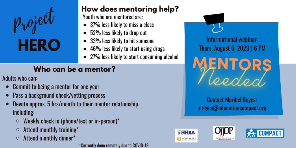 EECOMPACT's tweet photo. Don't forget to join us tonight via Zoom to learn how you can become a mentor with our Project Hero program! https://t.co/x9so5xrqTz