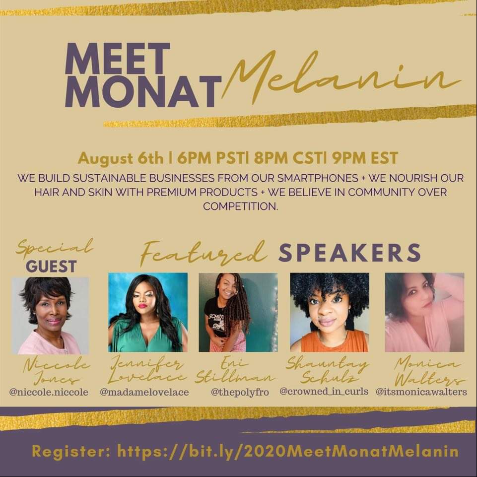 ✨Looking to up your beauty game?

✨Looking for healthier, better  products?

✨Need a way to create more freedom in your life...

DO NOT MISS TONIGHT'S EVENT!
#wowyourhair #melaninpoppin
#healthyhair #naturalhair #blackgirlmagic #haircare #skincare
 bit.ly/2020MeetMonatM…