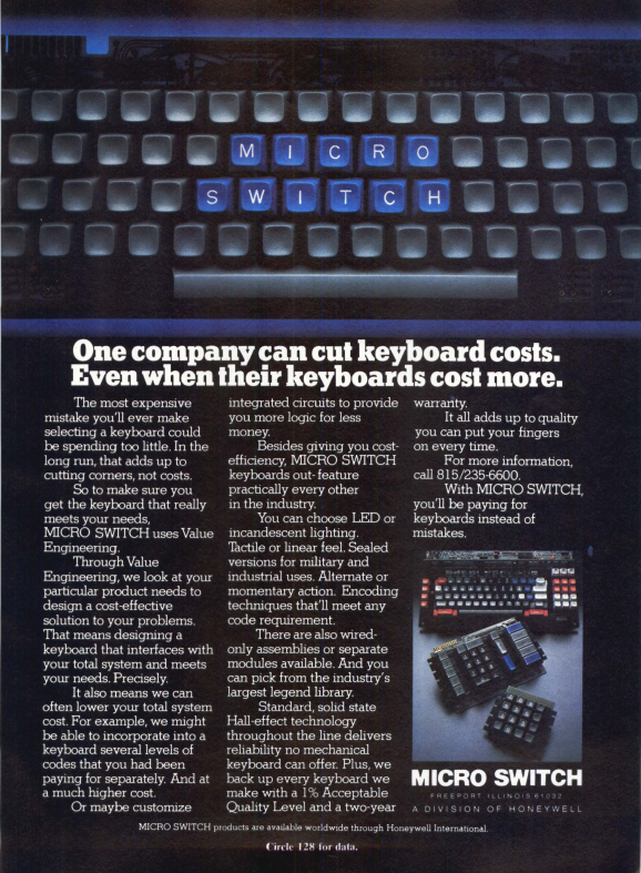 yet another keyboard ad, this one from Micro Switch