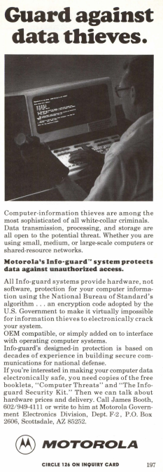 in 1977, computer security was a box that you bolted on to your computer