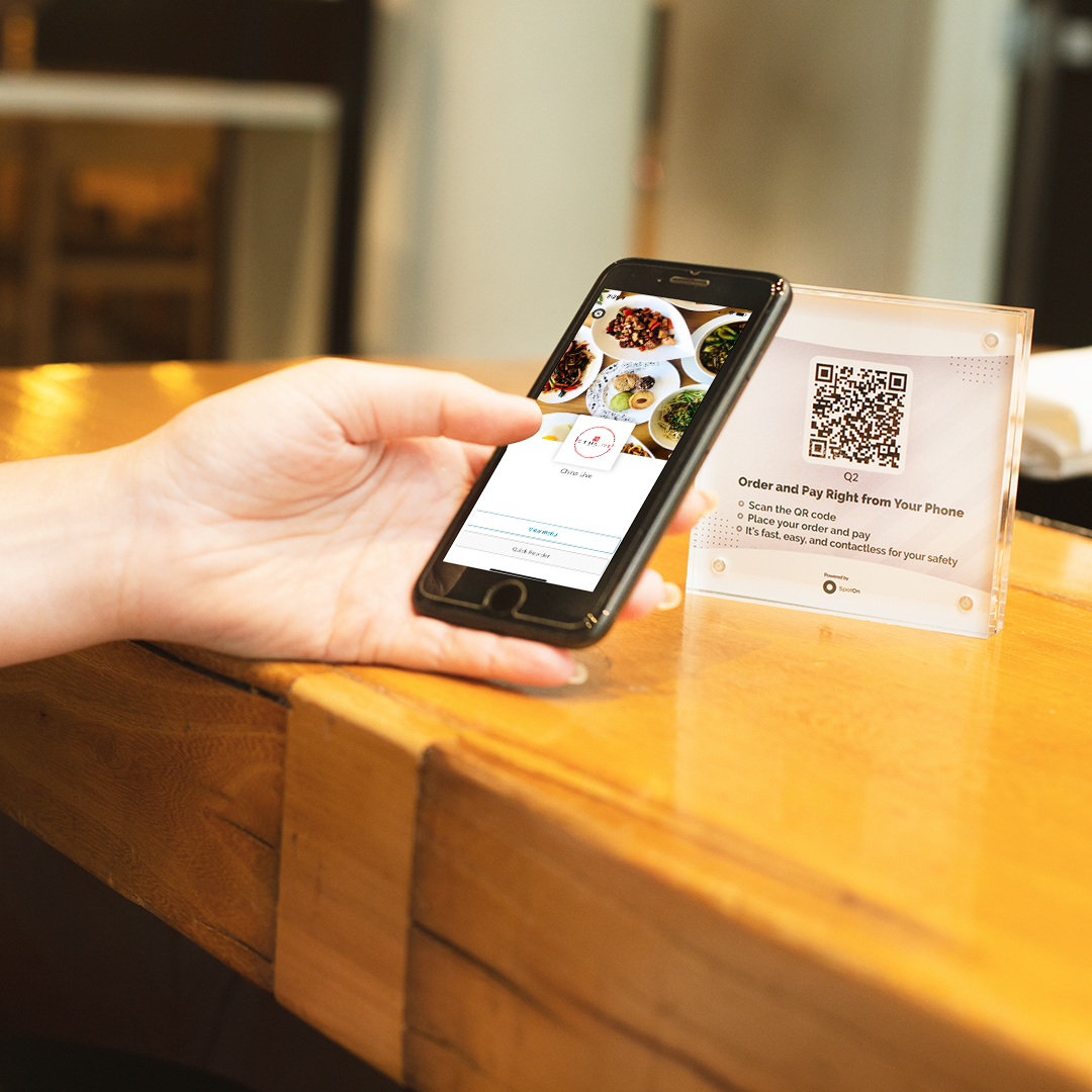 SpotOn's tweet photo. Built upon our innovative #onlineordering platform, our new #DineInOrdering service allows customers to come to your #restaurant, scan a QR code at the table, & then order & pay right from their phone, without ever having to touch a menu or a credit card: https://t.co/0pxeO93YI2 https://t.co/txQMQMsDiC