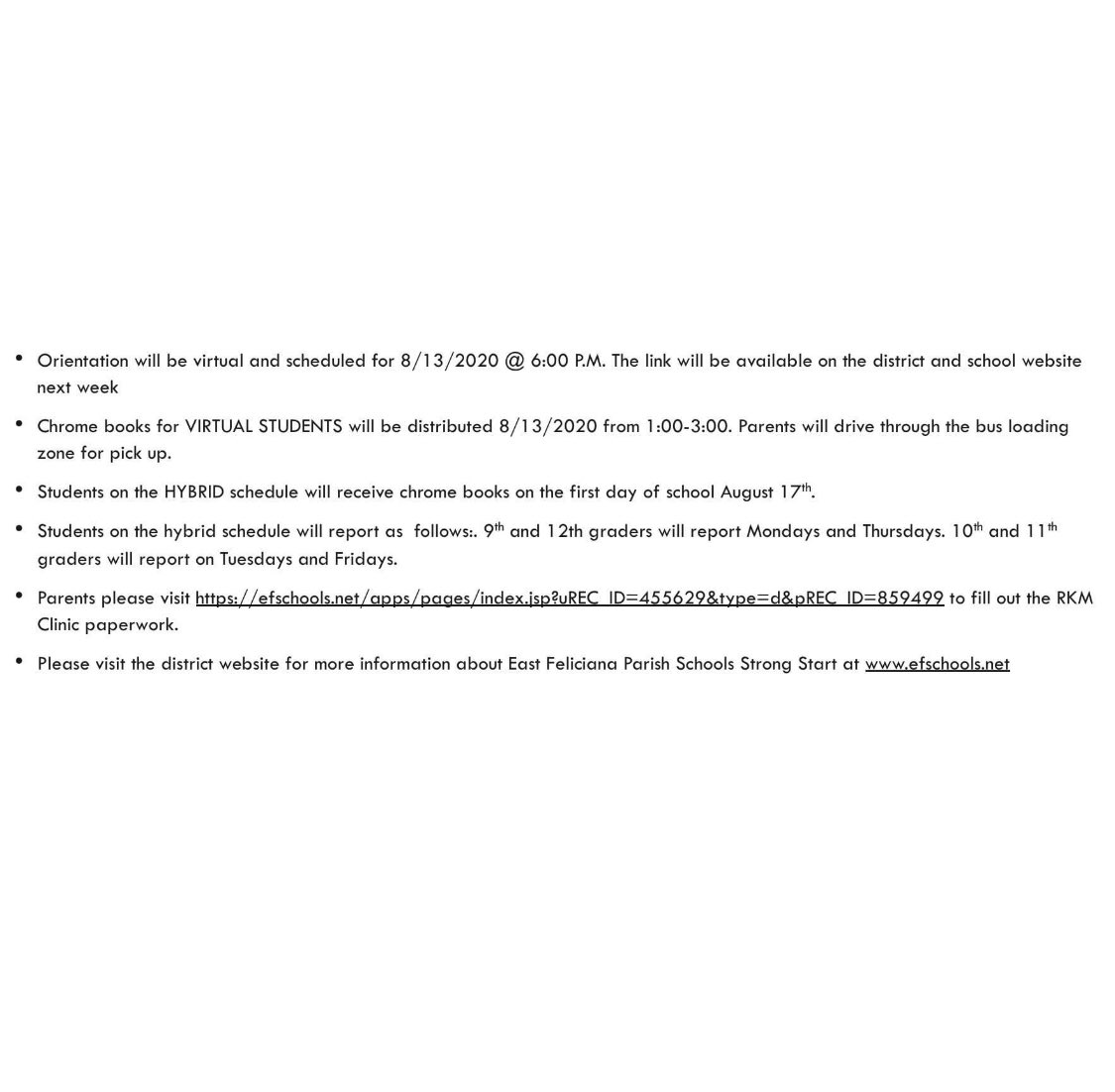 EFHS ORIENTATION INFORMATION💙💛