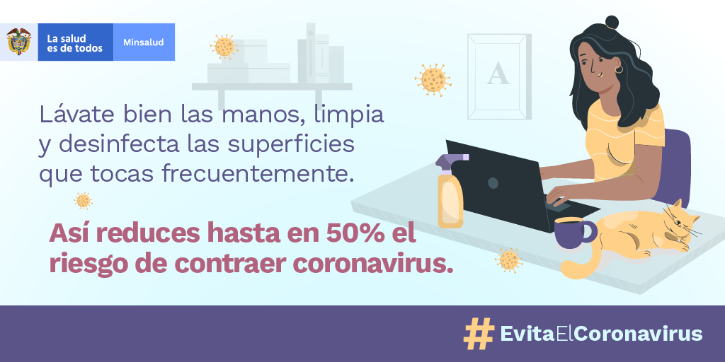 ArmadaColombia's tweet photo. El COVID-19 puede sobrevivir en una superficie por horas y contagiar a una persona que tenga contacto con ellas. Por eso #EvitaElCoronavirus lavando bien tus manos, frecuentemente, con agua y jabón. Así reduces el riesgo de contagio hasta en un 50%. #DependeDeTodos https://t.co/83OehiyA9z