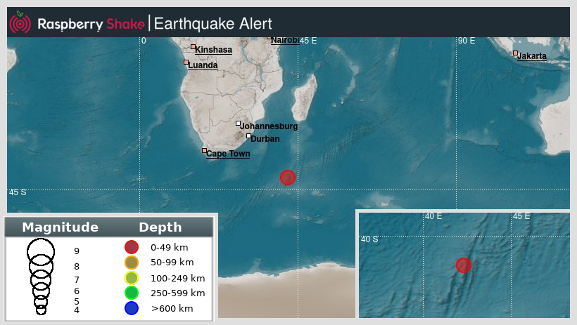raspishakEQ's tweet photo. Preliminary M5.5 #earthquake 1589km/987miles from #Marshstrand, in #IndianOcean, 2020-08-06 23:36 UTC time by @raspishake network. Join the largest #CitizenScience #seismograph community β‘οΈ https://t.co/Y5O0dgJqJF
EVENT β‘οΈ https://t.co/prdDEuxOdl https://t.co/1oBaHiCRmf