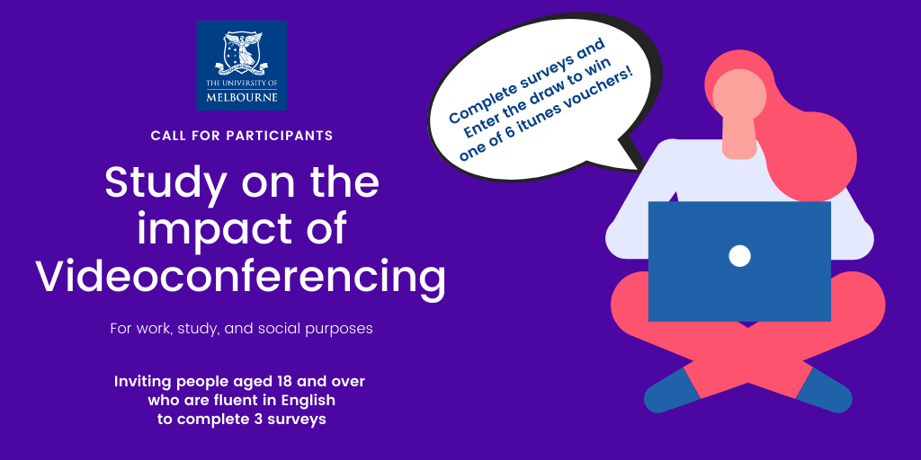 There's a lot of videoconferencing happening for work, social, and study right now- we want to understand the psychological impact of this... To take part please complete the short survey at this link: go.unimelb.edu.au/j5ej