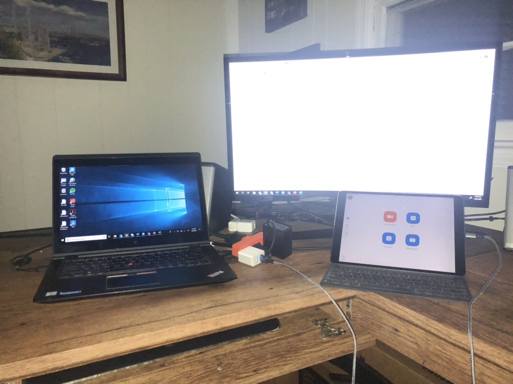 JohnLHanson's tweet photo. Day 3 of no electricity in NJ, but still hard at #workfromhome thanks to @Tesla Model 3, an extension chord, and @elonmusk. #isaias #poweredbyTesla https://t.co/cXJhXF2y93