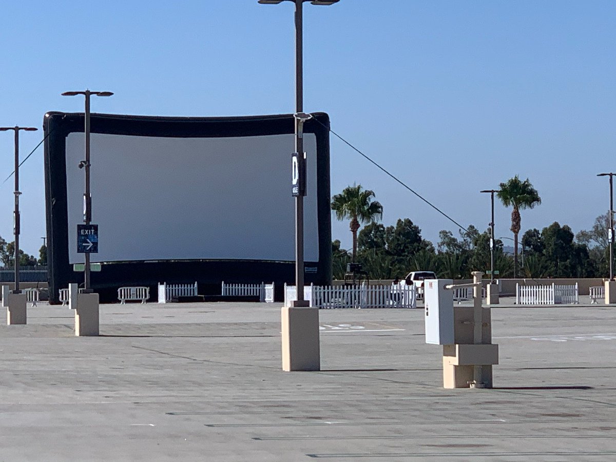 Drive-in movie theater (parking-struct roof), outdoor spin (cycle) class, outdoor dining, nail salon in tents. #COVID19 #creative (at <a href="/IrvineSpectrum/">IrvineSpectrumCenter</a> Center in Irvine, CA) swarmapp.com/c/9c4sLVGXb6h