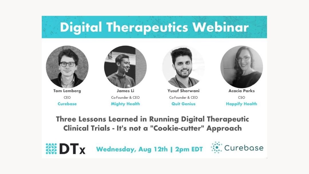 Our founder, <a href="/jameslidotcom/">James Li</a> will be speaking at this <a href="/thedtxcompany/">the dtx company</a> webinar next week! Sign up to hear his helpful insights on running digital therapeutic clinical trials. 🔬  #MightyHealth 
bit.ly/39SVoVW