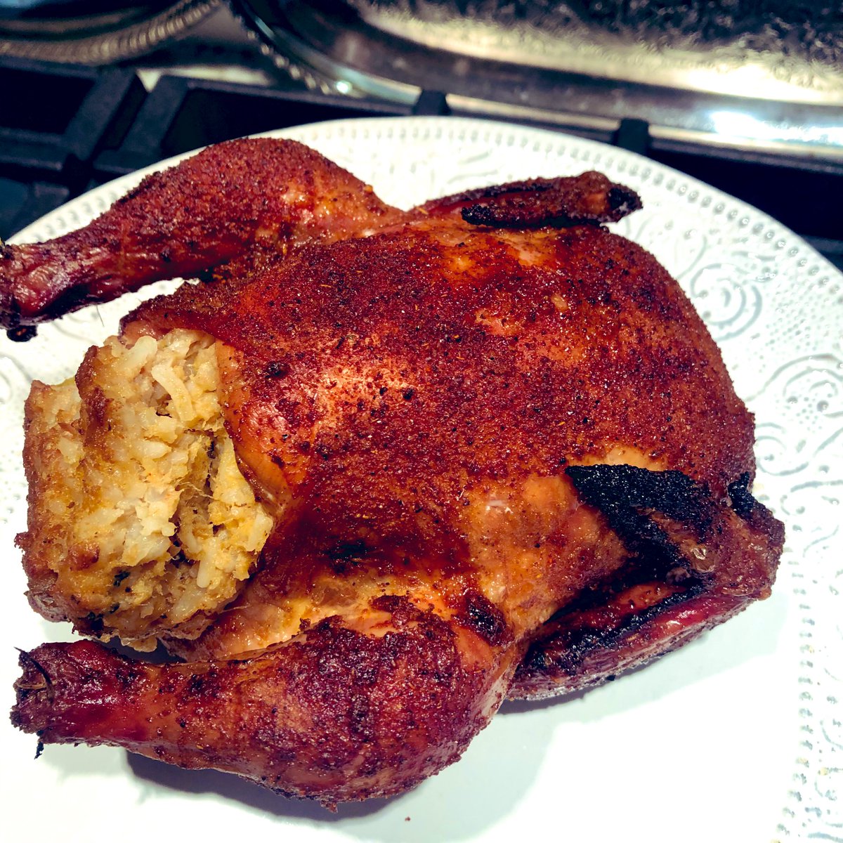 CajunMallard's tweet photo. Cajun Boudin stuffed Cornish GameHens smoked on my @TraegerGrills
GameHens sprayed w/ @duckfatspray & seasoned w/ @PoppaEarles Cajun Seasoning & @HowToBBQRight BBQ Rub. #gamehens #cajunstyle https://t.co/iVtO05oHkk