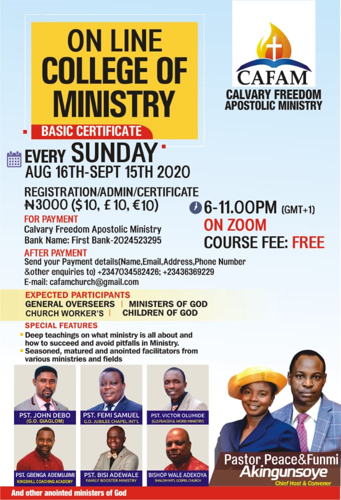 calvary_freedom's tweet photo. Are you a G.O, Pastor, Pastor's wife, Minister, Workers in God's vineyard or you know you have a CALL of God on your life? Do you want to succeed in life and Ministry?
This is for you!
Check the flier for details
#ministry #ocm #cafam #Everysunday #ministersofGod #webinar https://t.co/CZwG8f3FJ9