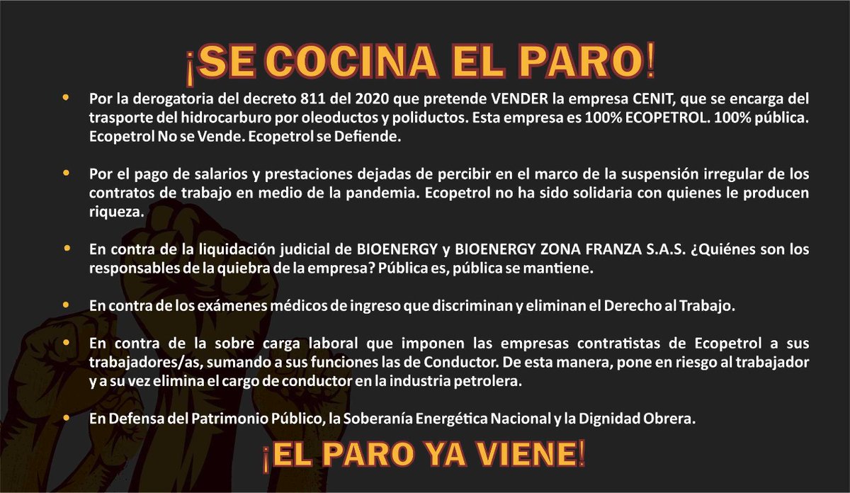 LuisFerLoaizaC's tweet photo. Van por Ecopetrol, Cenit, ISA y 101 más
 tumbar el decreto 811 dar la #BatallaPorLoPúblico  que no se venda ningún activo de la nación. https://t.co/CiNxZ3epMB