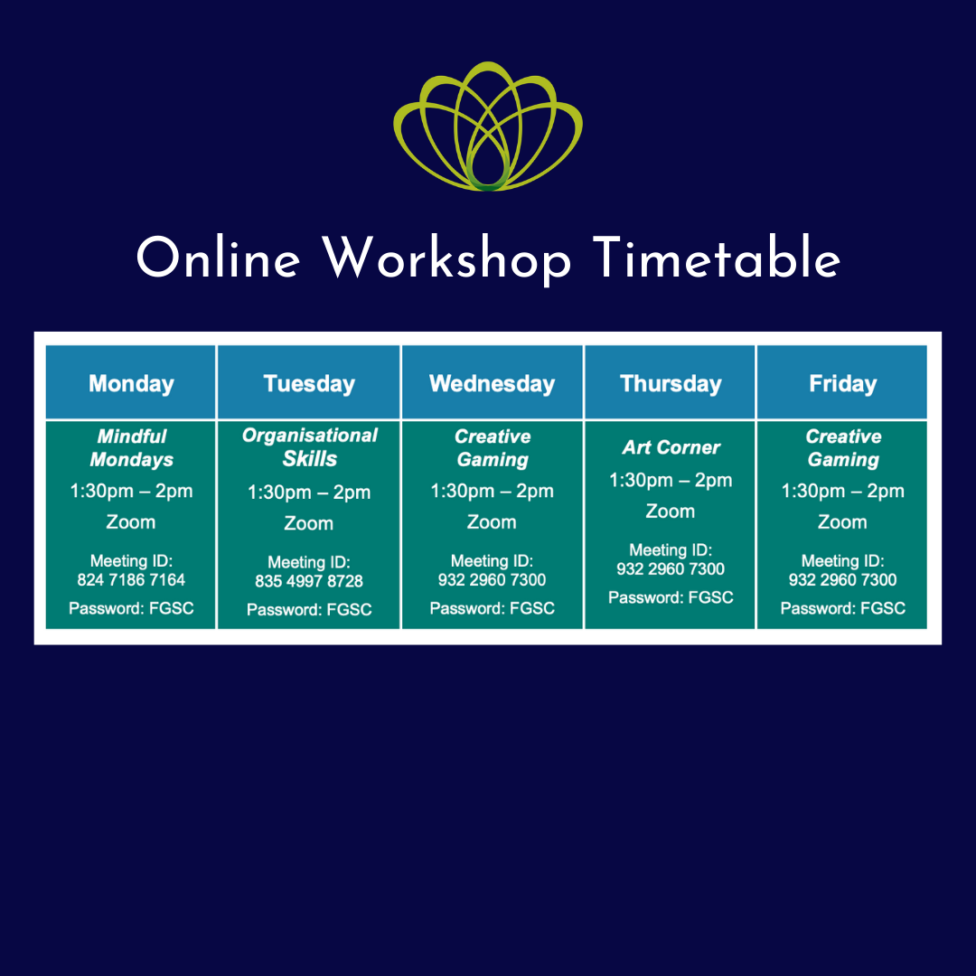 fountaingatesc's tweet photo. During Term 3 the FGSC Wellbeing Team have a variety of ways to help support the students and families in our community including our Online workshops 1:00 – 2:00 p.m. from Monday to Friday. https://t.co/8auSxTXGY3
