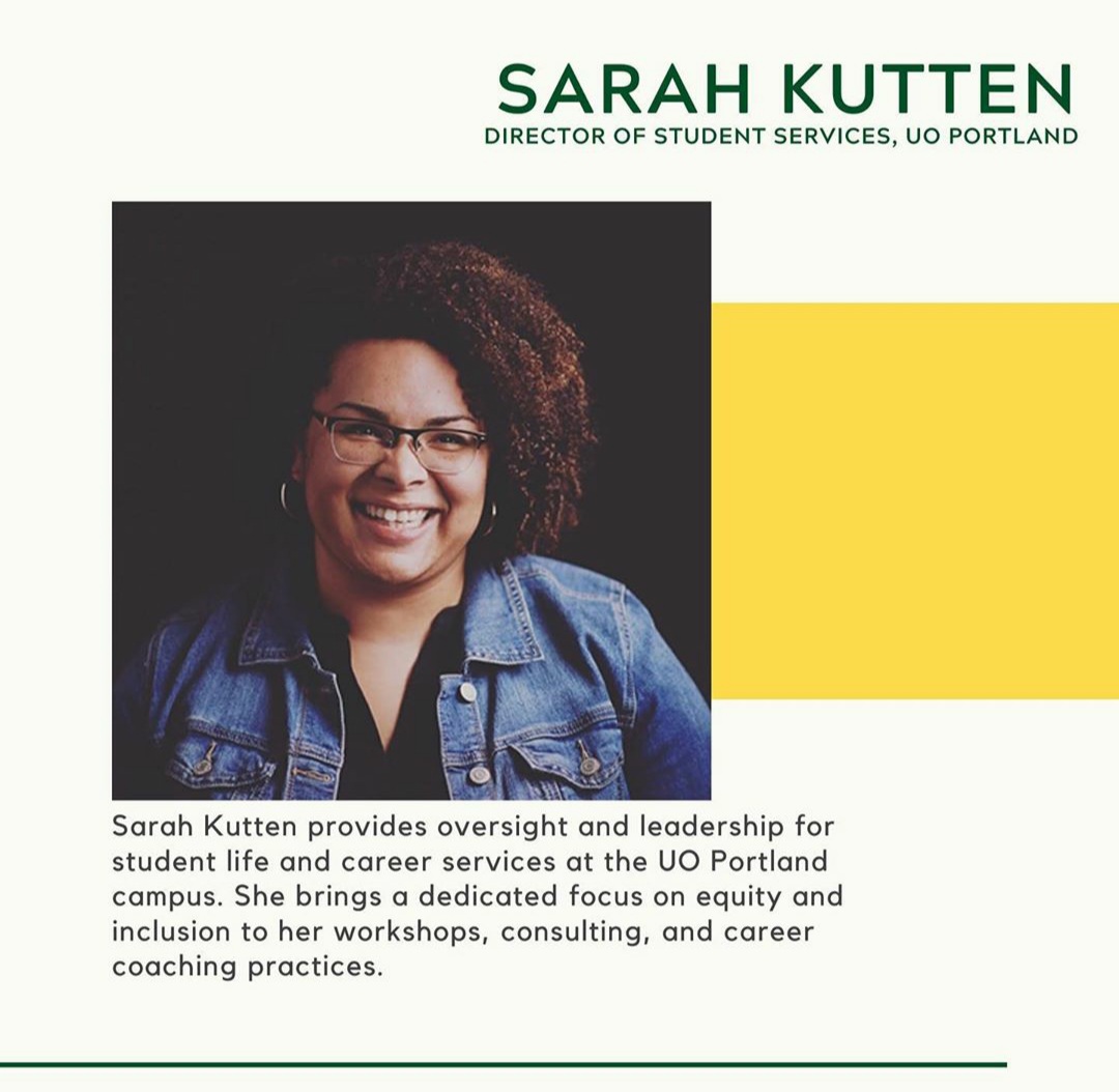 PDX Ducks (@pdx_ducks) on Twitter photo Duck Into Summer Event Speaker #4 is Sarah Kutten. Sarah provides oversight and leadership for student life and career services at the UO Portland campus. Tune in next Saturday, August 15th. Register here: uoalumni.com/s/1540/uoaa/in…
<a href="/uoregon/">University of Oregon</a>
<a href="/UOAlumni/">UO Alumni</a>
<a href="/uoregon/">University of Oregon</a> Duck Into Summer Event Speaker #4 is Sarah Kutten. Sarah provides oversight and leadership for student life and career services at the UO Portland campus. Tune in next Saturday, August 15th. Register here: uoalumni.com/s/1540/uoaa/in…
<a href="/uoregon/">University of Oregon</a>
<a href="/UOAlumni/">UO Alumni</a>
<a href="/uoregon/">University of Oregon</a>