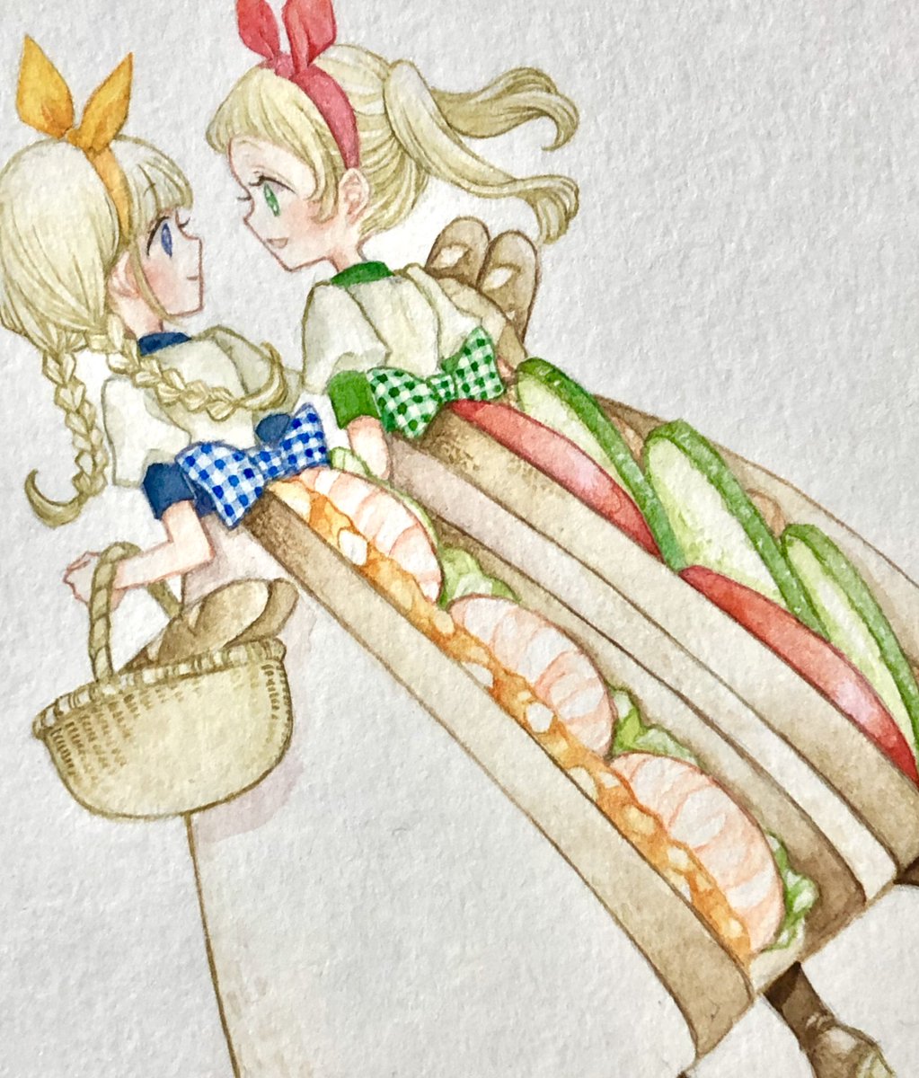 キャラクター紹介 サンドイッチの姉妹 姉の ロティ と妹の ルティ はパン屋 Colili のイラスト