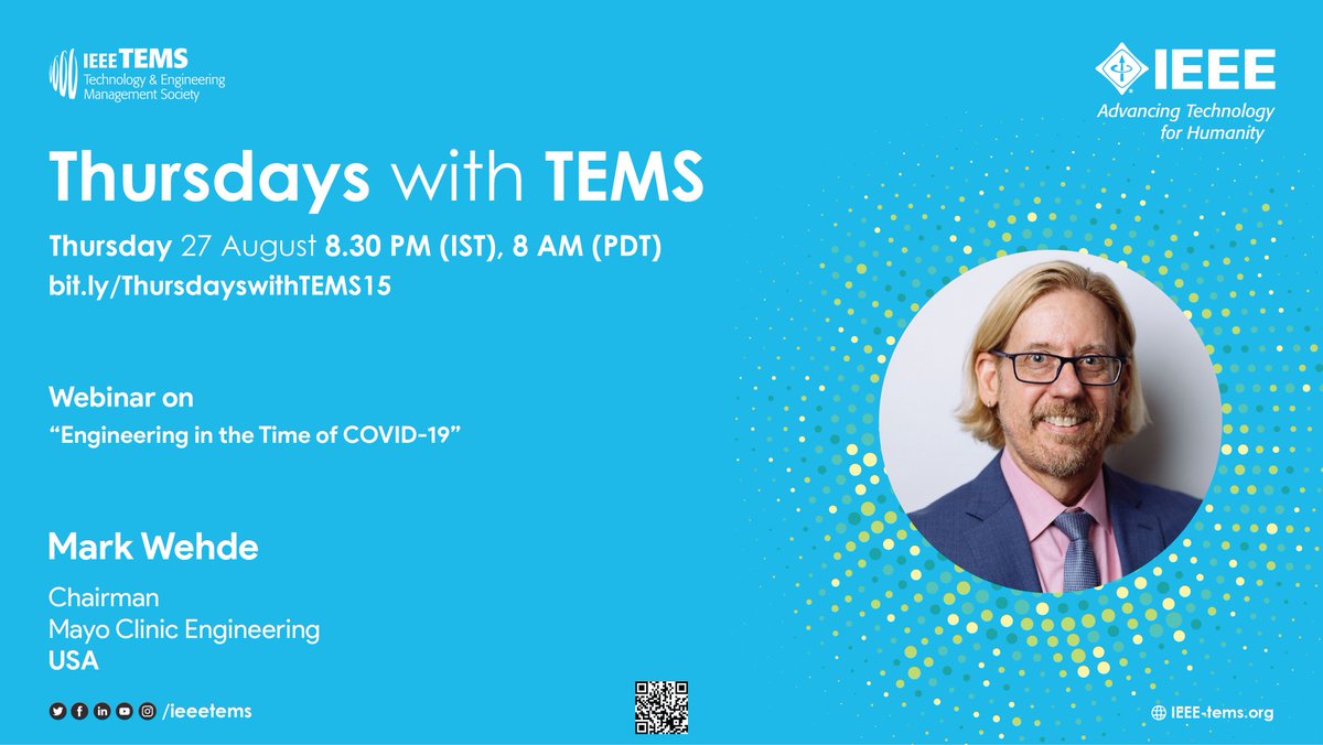 IEEETEMS's tweet image. IEEE TEMS brings to you insightful sessions every Thursday as a part of Thursday&apos;s with TEMS initiative. 

Here are the topics and speakers for the month of August 2020!

Register yourself and we look forward to your presence in these exclusive Webinars. 

#IEEE #IEEETEMS