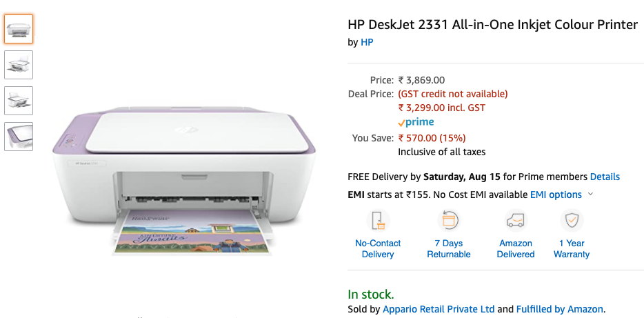 AmazonPrimeDay Deal HP DeskJet 2331 All 