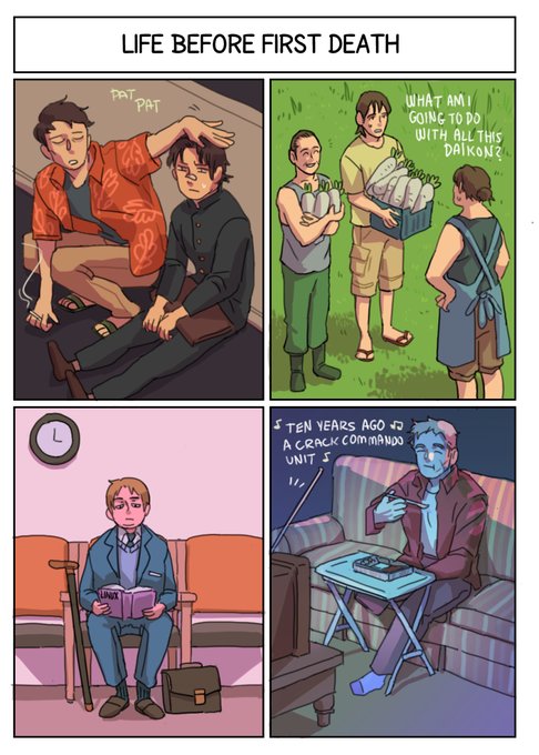 Day 5, Slice of Life
with a side of headcanon and a dash of a certain tv show
#ajinweek2020 