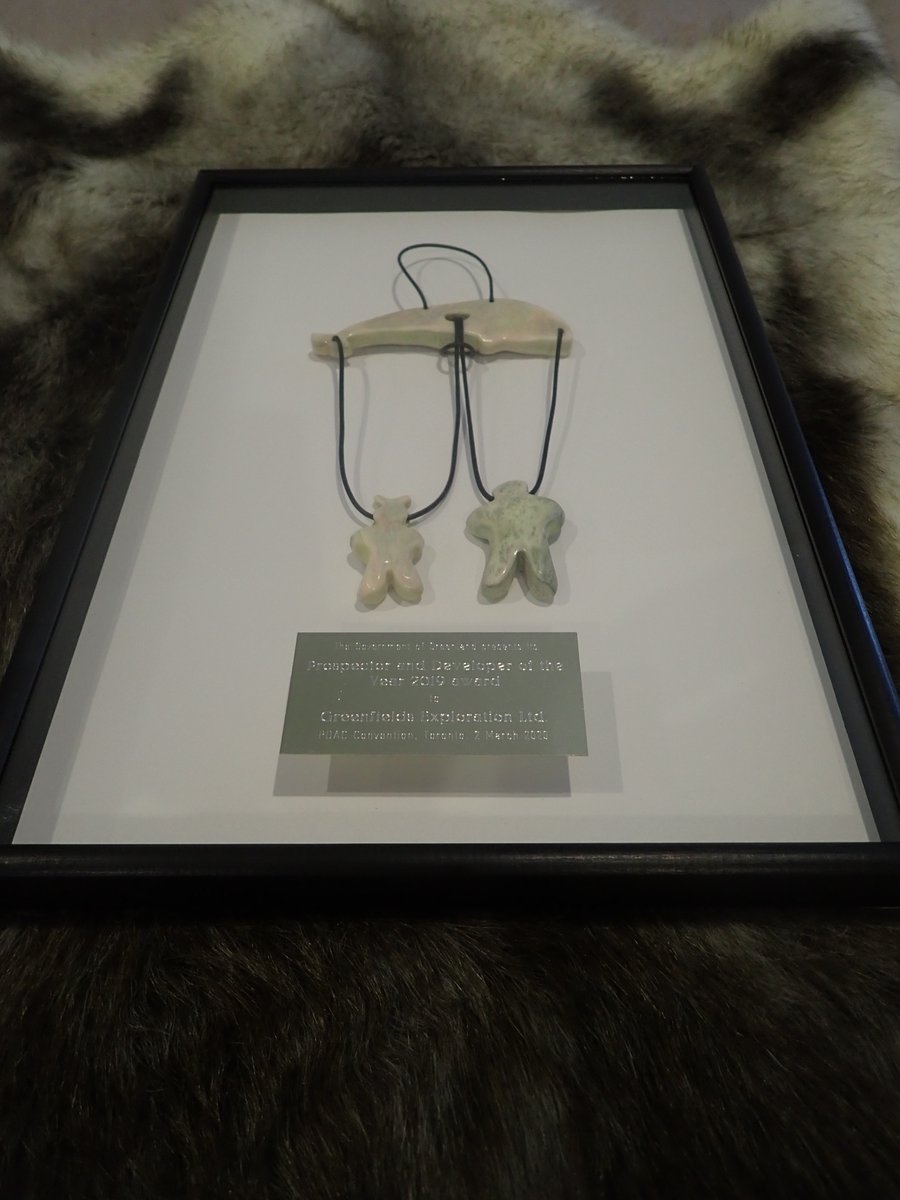 GreenfieldsExpl's tweet image. We&apos;ve just taken delivery of this beautiful trophy for the Greenland Mineral Resources Authority Prospector and Developer of the Year 2019 Award. We will justify receiving this prize by continuing to develop #Greenland&apos;s #mineral potential effectively and responsibly.