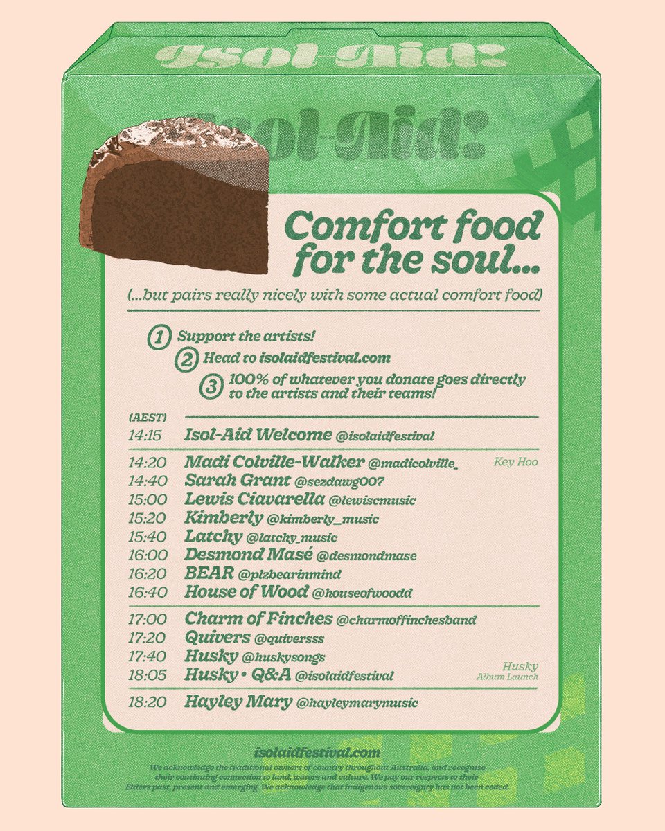 emily ulman (@millylala) on Twitter photo ISOL-AID TAKES THE CAKE! Sign the big key, it's our 21st baby! A pre-mix lovingly selected rich af icing on top celebratory cake 🎂
Artwork by our butter half, Sebi White <a href="/isolaidfestival/">isolaidfestival</a> <a href="/huskysongs/">Husky</a> <a href="/hayleymarymusic/">Hayley Mary</a> @Quiversam <a href="/singingfinches/">Charm of Finches</a> + more! 💕🍰🥳 ISOL-AID TAKES THE CAKE! Sign the big key, it's our 21st baby! A pre-mix lovingly selected rich af icing on top celebratory cake 🎂
Artwork by our butter half, Sebi White <a href="/isolaidfestival/">isolaidfestival</a> <a href="/huskysongs/">Husky</a> <a href="/hayleymarymusic/">Hayley Mary</a> @Quiversam <a href="/singingfinches/">Charm of Finches</a> + more! 💕🍰🥳