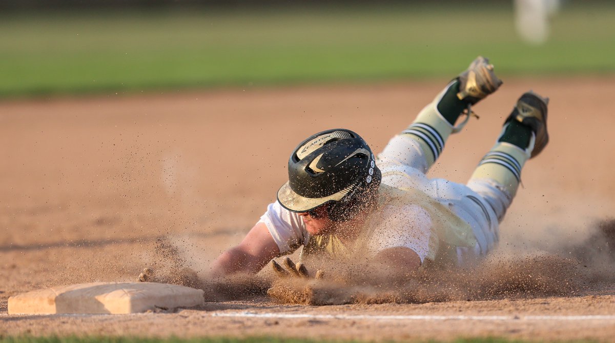 MikeDarnay's tweet photo. Belle Vernon DH Colby McKeta slides into third base during the championship game of the Western Pa. Summer Baseball League Playoffs on Aug. 6th, 2020 at Boyce Mayview Park. https://t.co/i1QZ9nRfar