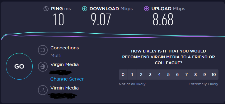 DanRogersXD's tweet photo. @virginmedia 3am, only 2 devices connected to the wifi, 1/30th of the download speed of what im supposed to receive. £80 a month for this shit? fuck off https://t.co/LHlUMbG7hl