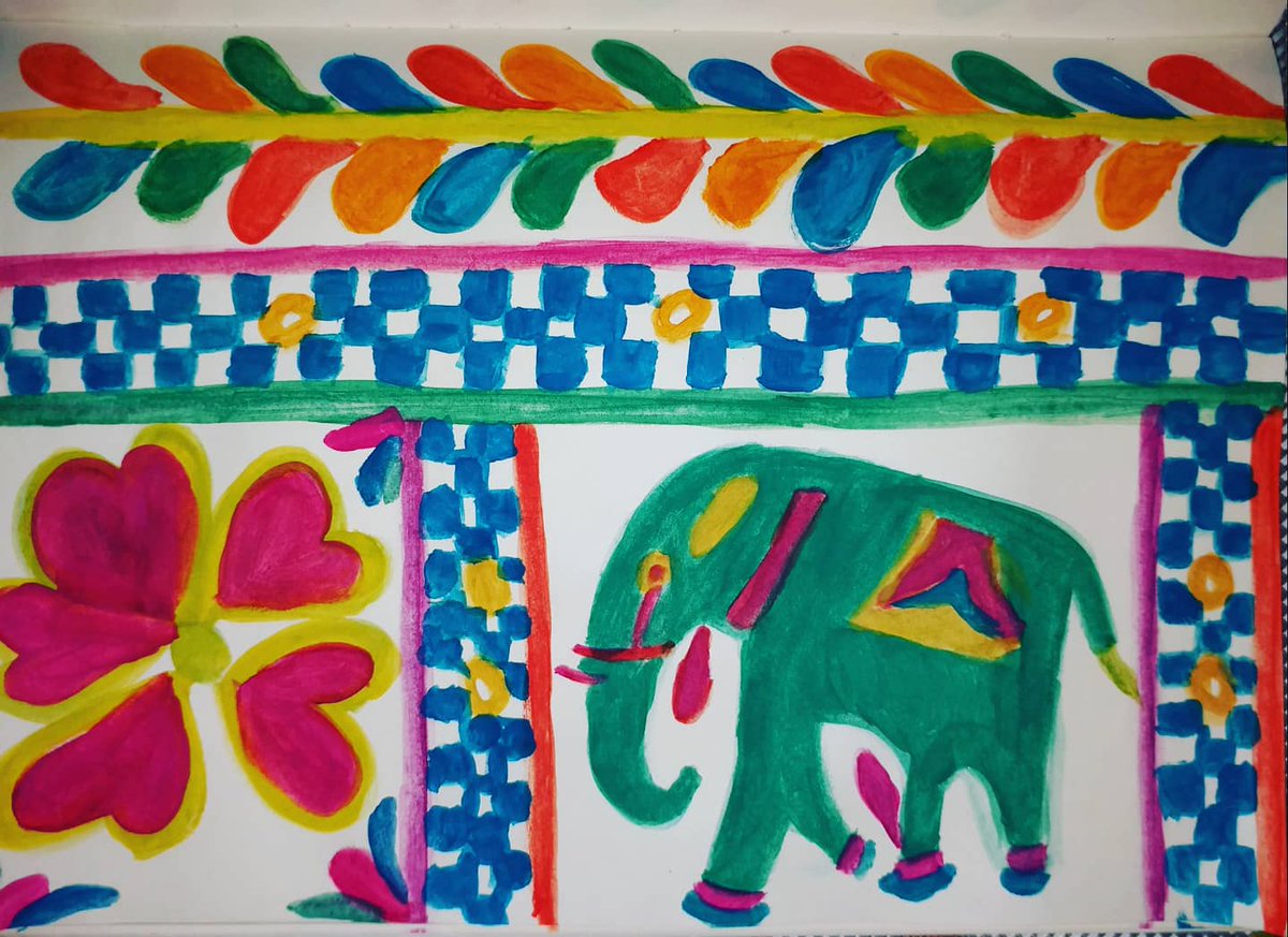 indiebeetee's tweet photo. Title: Bag from #Janpath. #watercolor on paper. #Indianprint #India #2015 ..... This is my first-ever bag from India 😊 #painting #newhobby https://t.co/mKhGSuqfOk