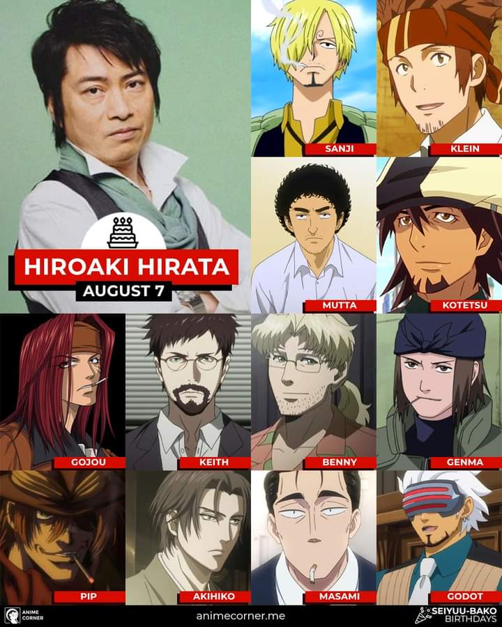 Anime Corner on X: Happy 58th birthday to Hiroaki Hirata! 🥳 He is the voice  actor of iconic characters like Sanji from One Piece, Kotetsu T. Kaburagi  from Tiger & Bunny, Ryotaro 