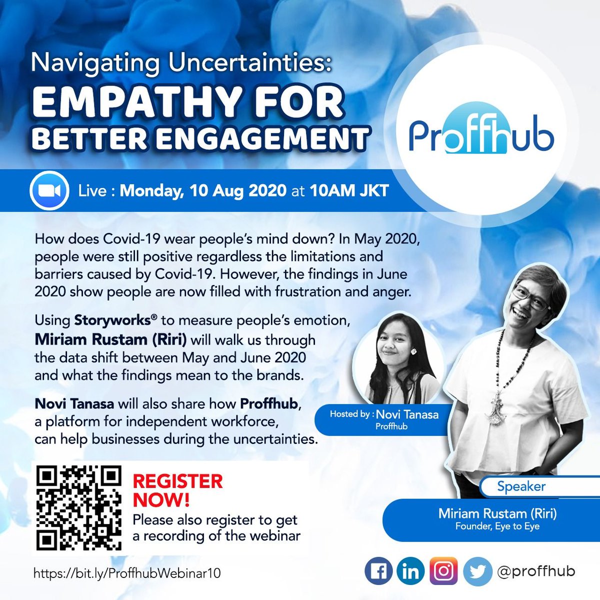 proffhub's tweet photo. Empathy For Better Engagement, Date: Monday, 10 August 2020 at 10 AM⠀
Register: Scan the barcode or you can visit: https://t.co/u8GoQxNjqC⠀
#webinarseries #proffhub #professionals #marketreserach #freelancers #register #insight #zoomonline #webinarzoom #10August #Business https://t.co/CHA5gU4DzM