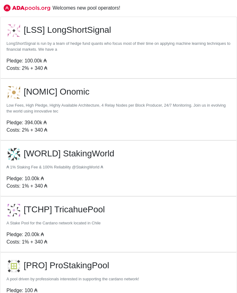 adapools_org's tweet photo. https://t.co/DFC3ogAawe welcomes new pools!
#LSS #LongShortSignal #NOMIC #Onomic #WORLD #StakingWorld #TCHP #TricahuePool #PRO #ProStakingPool #ANET #AdaNet.io #STPZ1 #STacking_PiZza #cardano $ADA
👉 https://t.co/py7xEJTVG3 👈 https://t.co/Zzxdgc6g2y