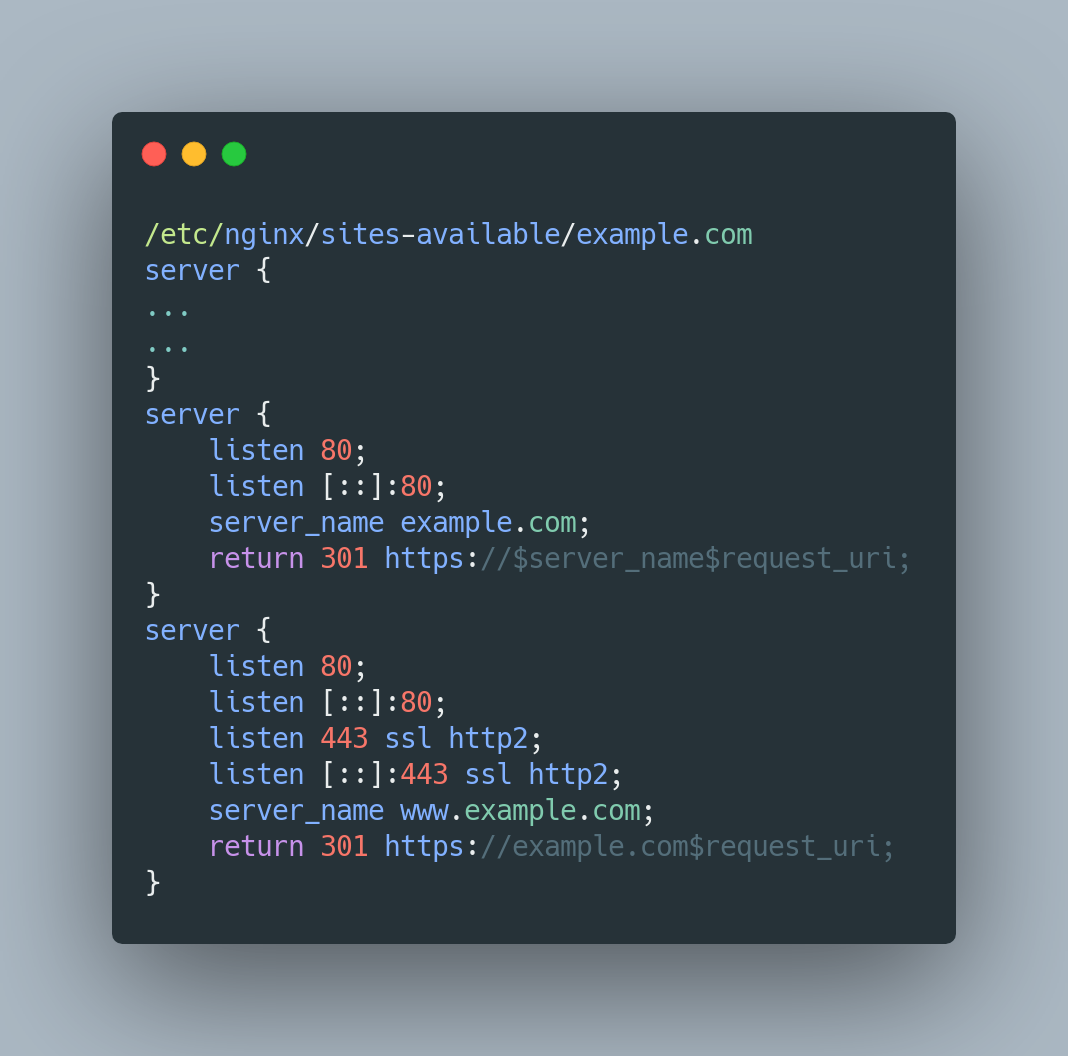 6/ Redirect WWW: Google prefers that you choose a domain without www instead. It’s better to choose the naked domain as its smaller and removes the redundant www . You can now redirect all www users to your naked domain by adding these below directives.
