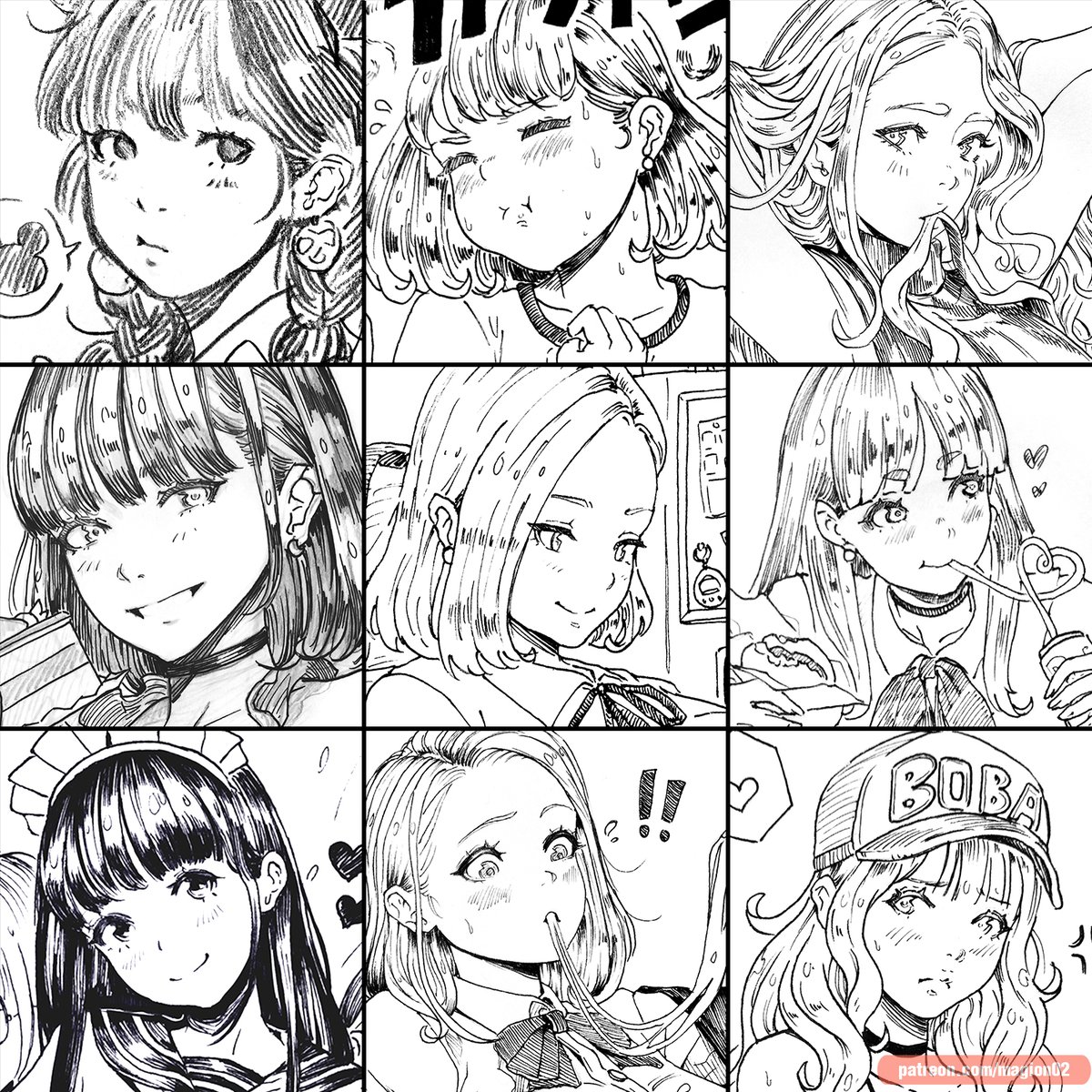 Part 2!Black/white traditional art version! Choose your waifu!
#faceyourart 
#faceyourartchallenge 