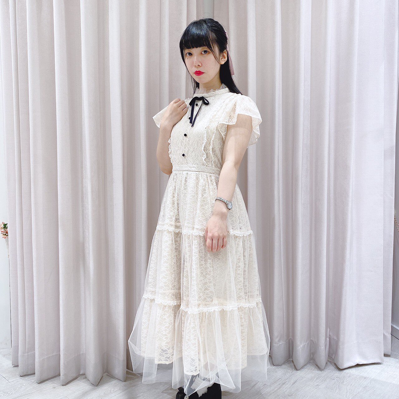 【LODISPOTTO】フェアリーチュールフリルティアードミディワンピース M LODISPOTTO フェアリーチュールフリルティアードミディワンピース