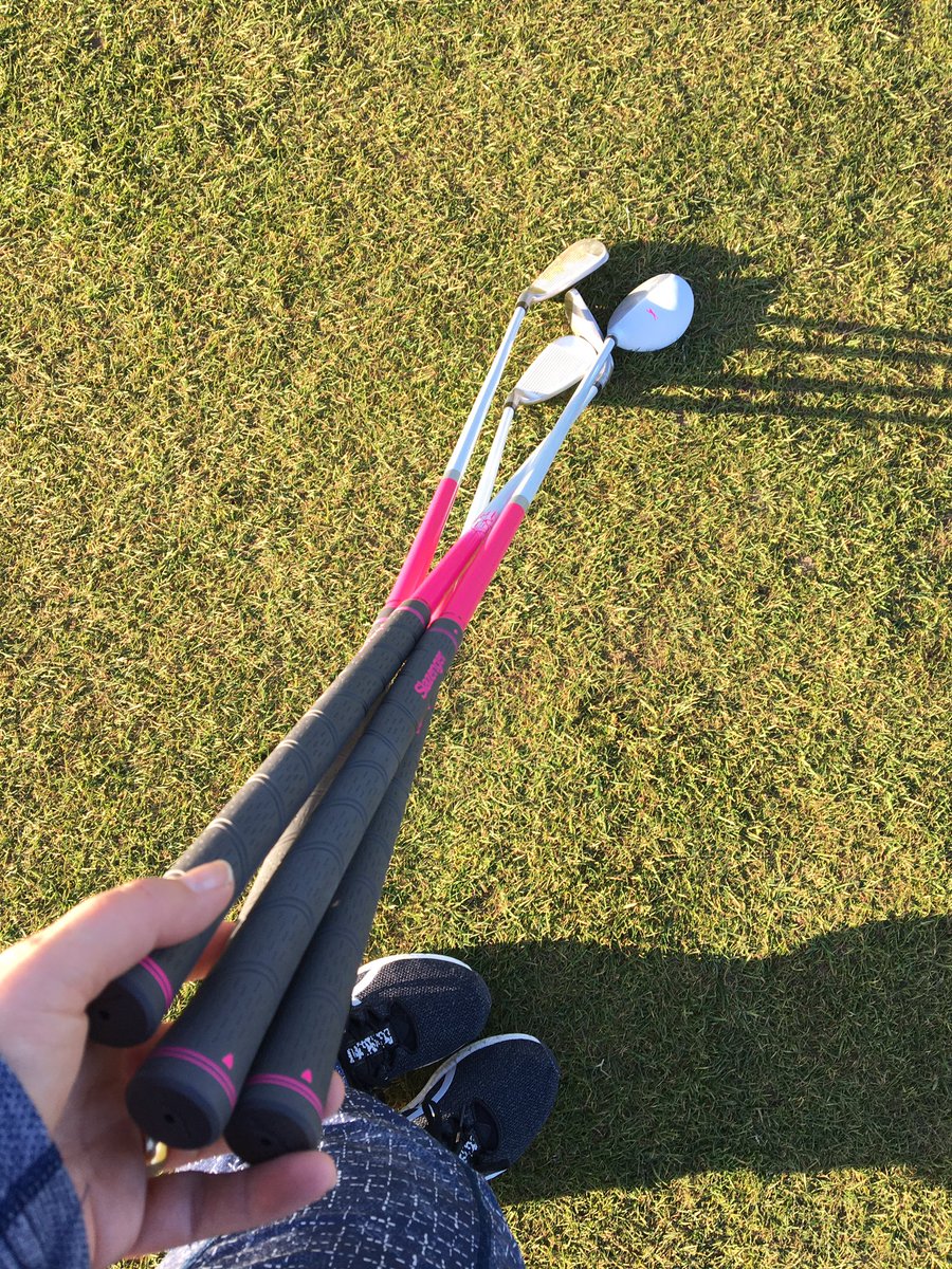 NixRichards's tweet photo. Gendered golf clubs but I still like them...a bit more practice and I’ll be ready to take you on @tomadamschch.  #happyearlybirthdaytome https://t.co/eZSu1lVapb