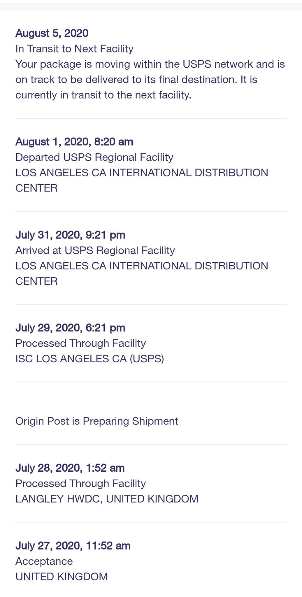 Isc Los Angeles Ca Usps Processed Through Facility
