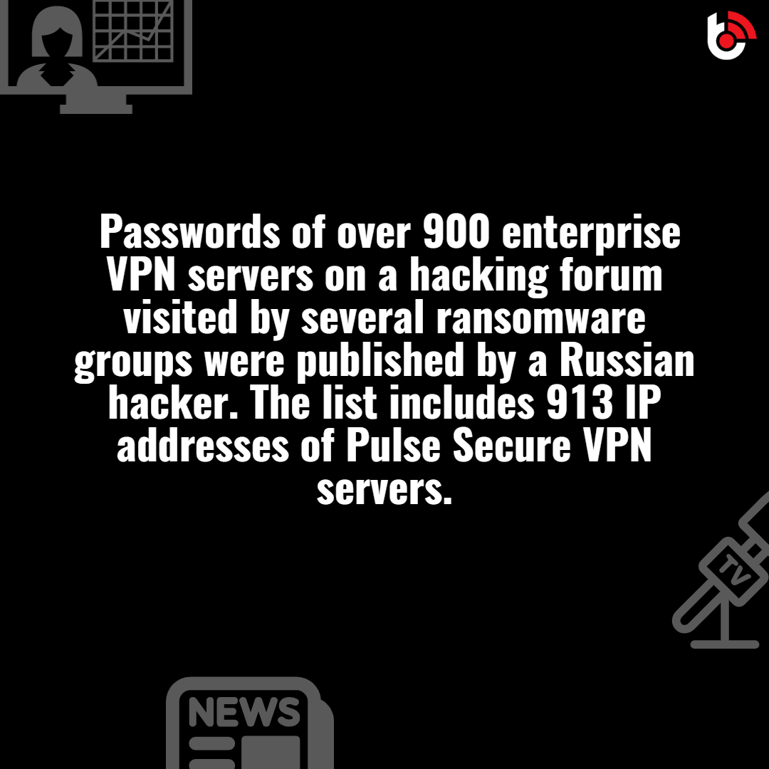 bhaifi's tweet photo. All the VPN servers were running a firmware version vulnerable to the 'CVE-2019-11510' vulnerability. As per ZDNet, these types of compromised devices can allow hackers easy access to a company's entire internal network.
#vulnerability #VPN #hacking #cybersecurity #BhaiFi https://t.co/57cKHBK0R0