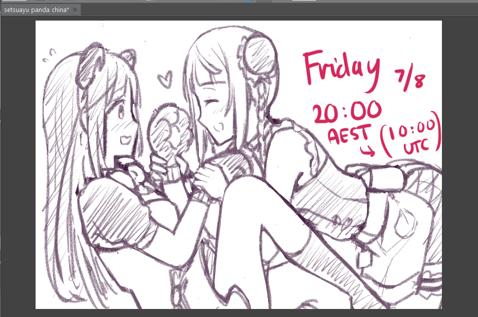 Reminder that I'll be streaming in about 5.5 hours! ??(I'm aware of the niconama rerun being that time too but I'll literally just watch it while streaming...)
I'll be working on this one until I finish it, or until Setsuna's birthday actually arrives LMFAO
