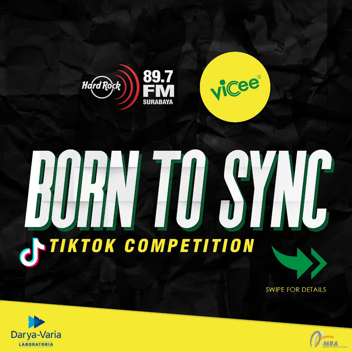 HRFMSurabaya's tweet photo. Berani LipSync! Berani ikutan Vicee Born To Sync! Menangin hadiah Jutaan Rupiah dan semangat menjalani hari bersama Vicee! Buruan follow akun TikTok dan Instagram @HARDROCKFMSBY dan jadilah pemenangnya. #ViceeBornToSync #VSBB #HardRockFMSby https://t.co/MtsgswGKFl
