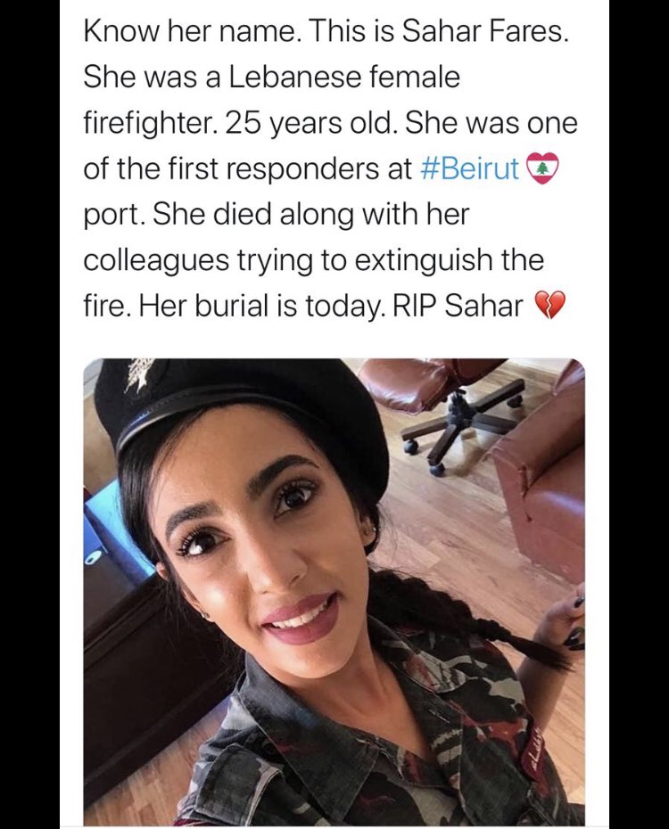 AdelBBC2's tweet photo. Please help raise money for these heroes 🦸‍♀️ families #FirstResponders #firefighter #PrayForLebanon #BeirutExplosions https://t.co/tTemZ2EsSK