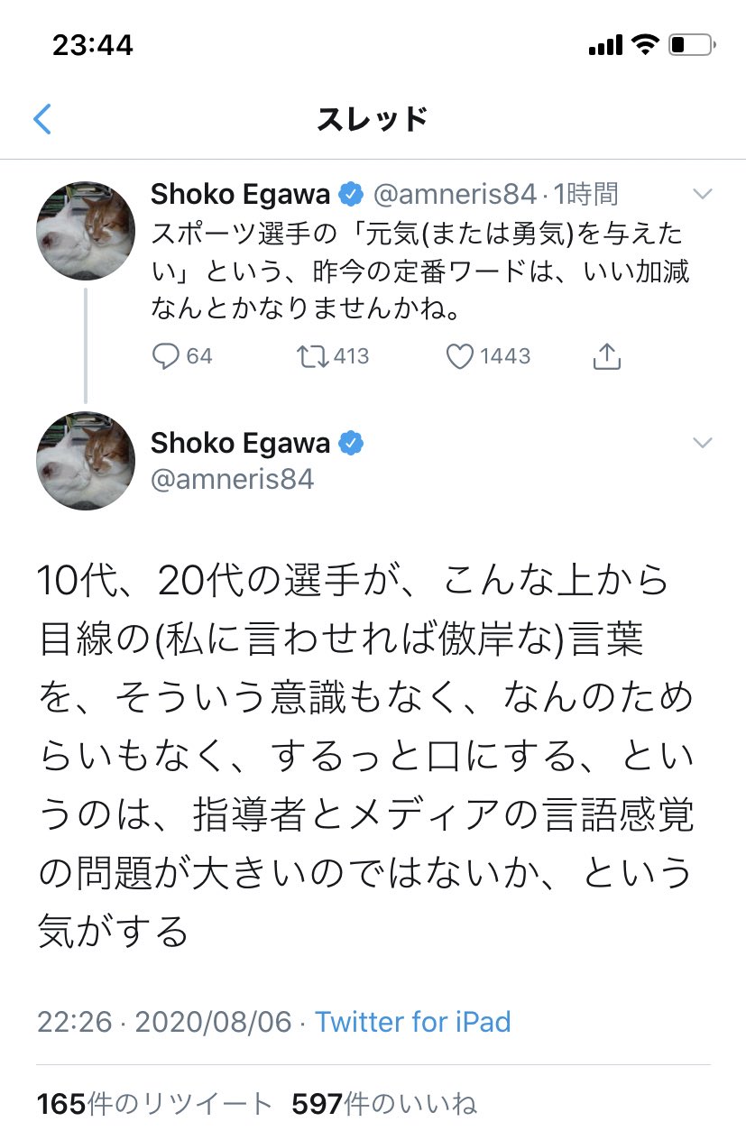 Neyapro On Twitter スポーツ選手なんて心身ともに負荷の大きい職業だから そうやって自分の仕事が他者に与えるポジティブな影響をあえて口にして 競技へのモチベーションを高めているんじゃないのかな というか 彼らがそれを安易に口にしているという証拠もないで