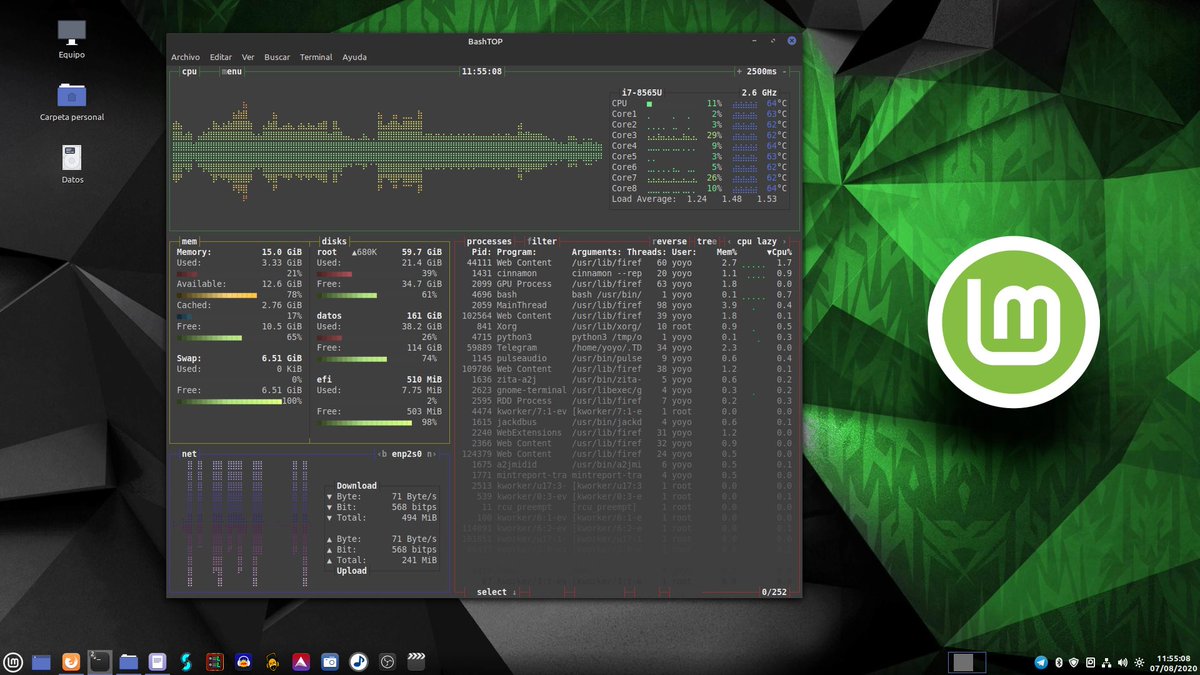 yoyo308's tweet image. Pues aquí va el mío, súper contento con mi #LinuxMint20 @Linux_Mint para mí, la mejor Mint hasta la fecha, instalada en mi #SlimBookONE @SlimbookEs que como @vantpc apuestan full por el software libre. Linux Mint es 🥰