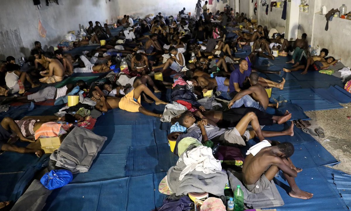 This is a photo of a male detention centre in Libya where refugees were beaten, enslaved and abused. I know of Eritrean Women were rapped numerous times in front of their men  https://www.dailymail.co.uk/news/article-6855433/Survivors-reveal-horrors-faced-refugees-Libya-including-forced-incest-women-raped-death.html