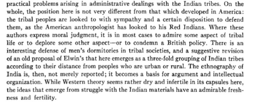  #Redfield mentions that the ethnography off India discussed by Majumdar and Madan is not ‘merely reported’ in the book but ‘ becomes the basis for argument and intellectual organisation’ that energises the aridity of western theory that it applies.