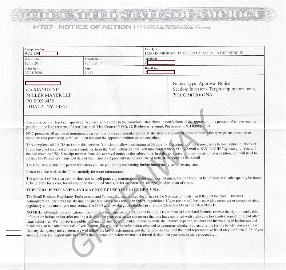 GreenwayOversea's tweet image. 🎉EB-5获批涵🎉
到了这步拿到绿卡已是稳操胜券🇺🇸

恭喜申请人Z同学:
2017-12递交🇺🇸 EB-5申请
2018-10收到I-526补件通知
2019-1递交全套补件
2020-7获得I-526批准！

#usvisa #greencard #usmigration #美国移民 #美国留学 #绿卡