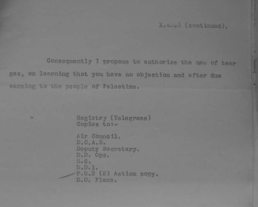 So when did they use gas? In "emergencies", like full-on revolt, as in 1936. The High Commissioner (governor) had to get permission from the Colonial secretary just to even make local decisions possible.