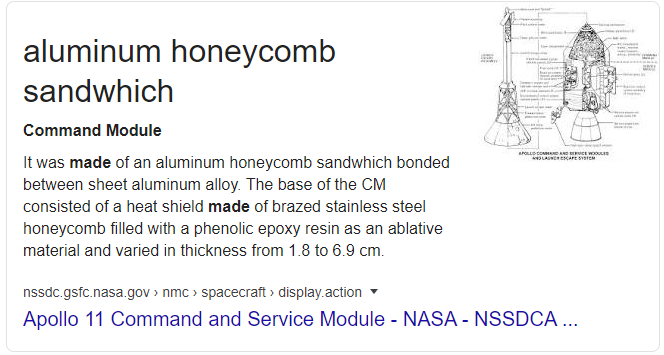 MuseoJen's tweet photo. Attempting to find out what the Apollo Command Modules were made from results in an Aluminium Honeycomb Sandwich. #AcademicChat #MuseumChat #Spaaaaace https://t.co/fePHIixyBS