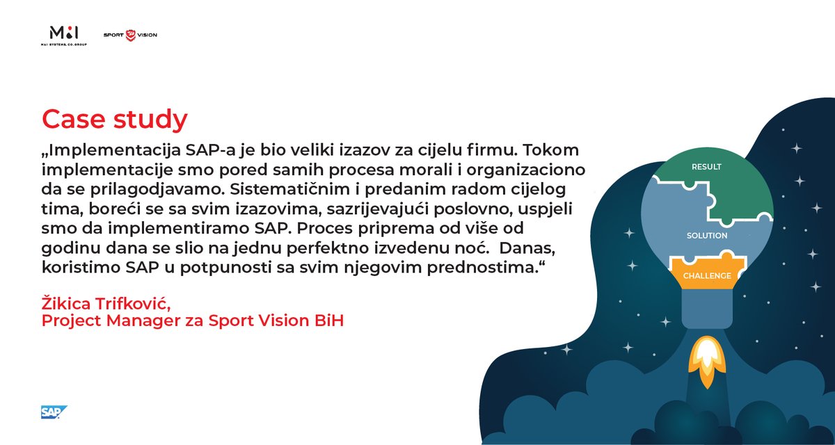 MISistem's tweet image. Danas smo tim koji poseduje neprocenjivo znanje i iskustvo u oblasti modelovanja poslovnih procesa i arhitekture poslovnih rešenja za Retail &amp;amp; Fashion industriju! #DigitalTransformation #SAP #SAPRollout #CaseStudy #RetailandFashion #SportVision