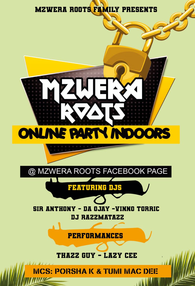 Tonight is the Night!!
It's Mzwera Roots 2780 Online Party Indoors LIVE on Mzwera Roots 2780 Facebook page🤘🤘
