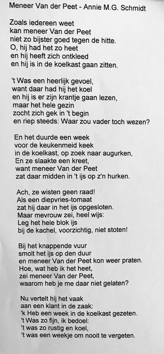 Meneer van der Peet kan niet zo bijster goed tegen de hitte.