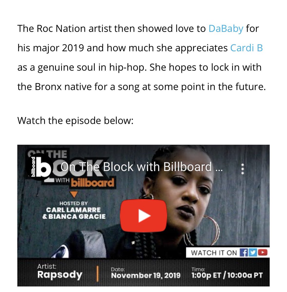 rapsody on cardi b, the lead artist of  #WAP  :